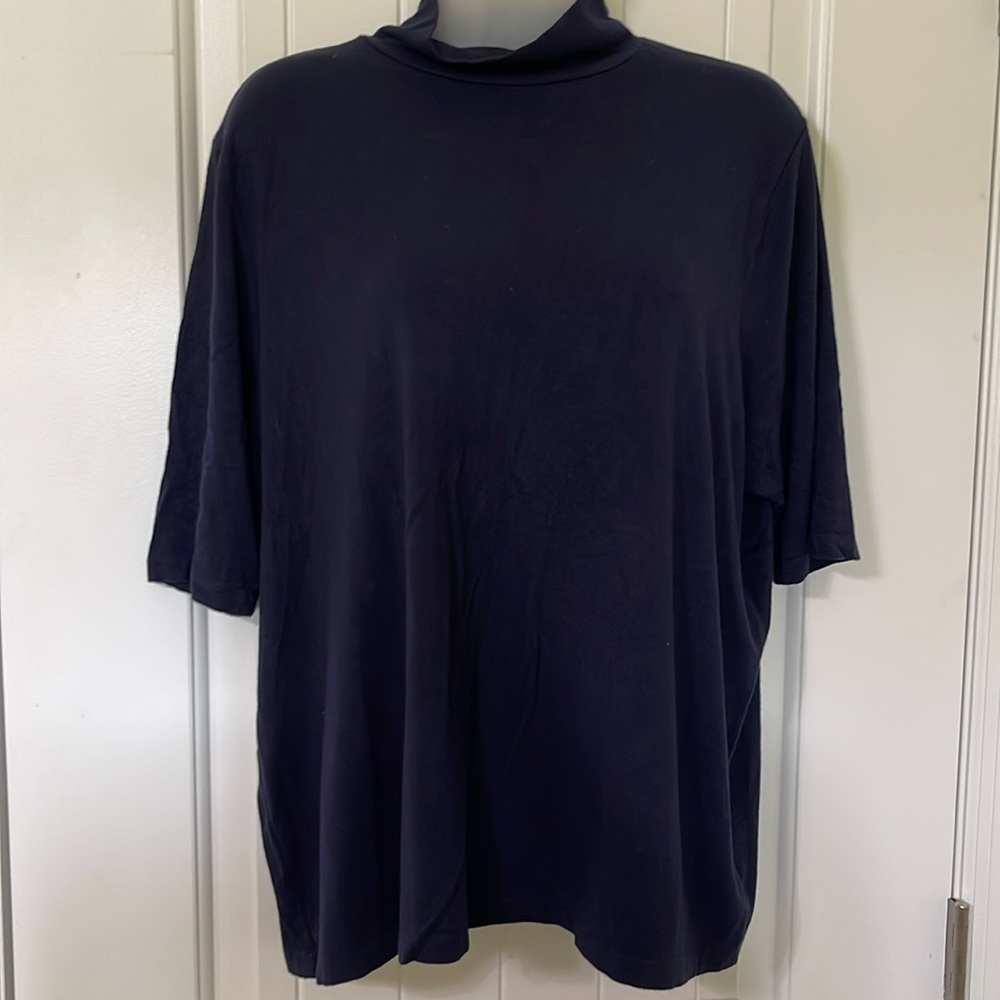 Lauren Ralph Lauren Navy Blue Mock Neck Shirt. Size 2X.